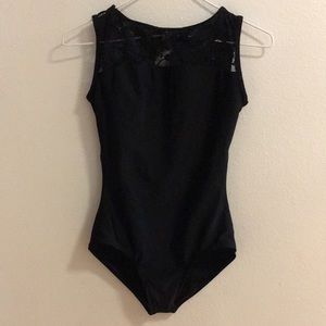 Black lace boatneck leotard
